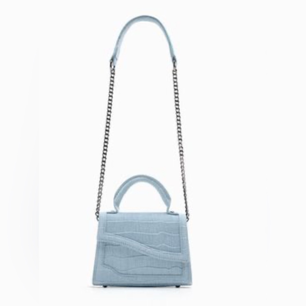 🌾 Zara Mock Crock Denim Mini City‎ Bag - Picture 3 of 9